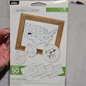 Bucilla Home Sweet Stitch Embroidery Kit with Blue and Red Accents